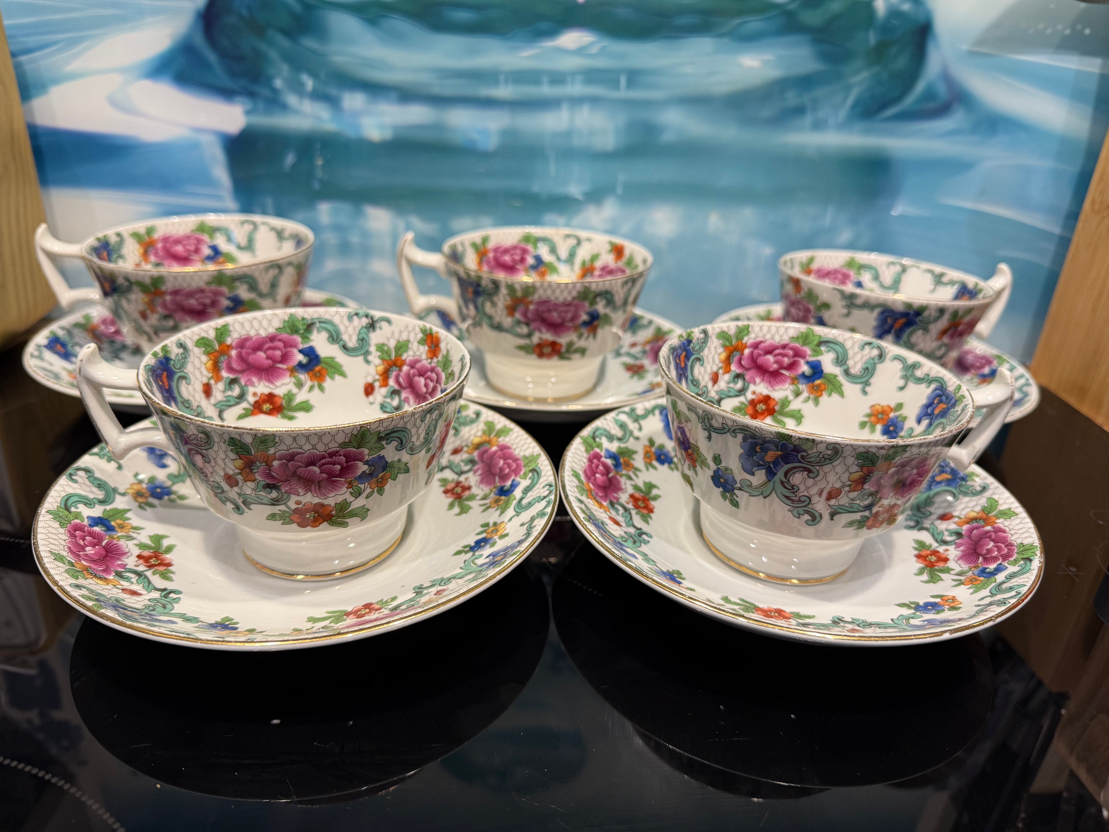 China - Booths Tea cups and Saucers x 5 1940’s