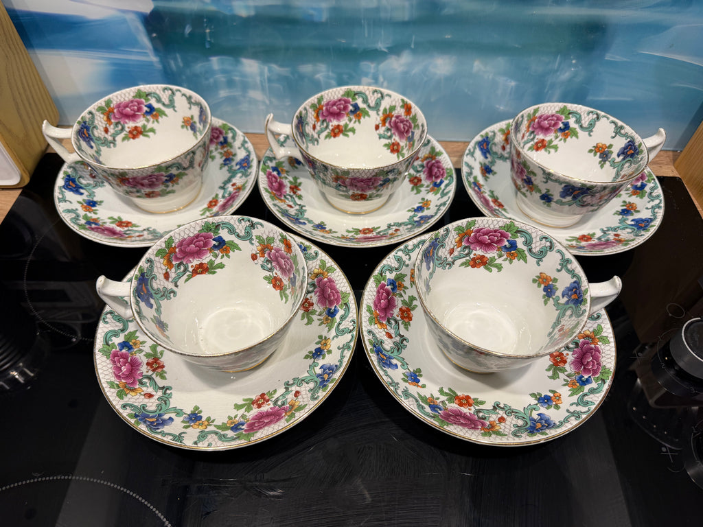 China - Booths Tea cups and Saucers x 5 1940’s